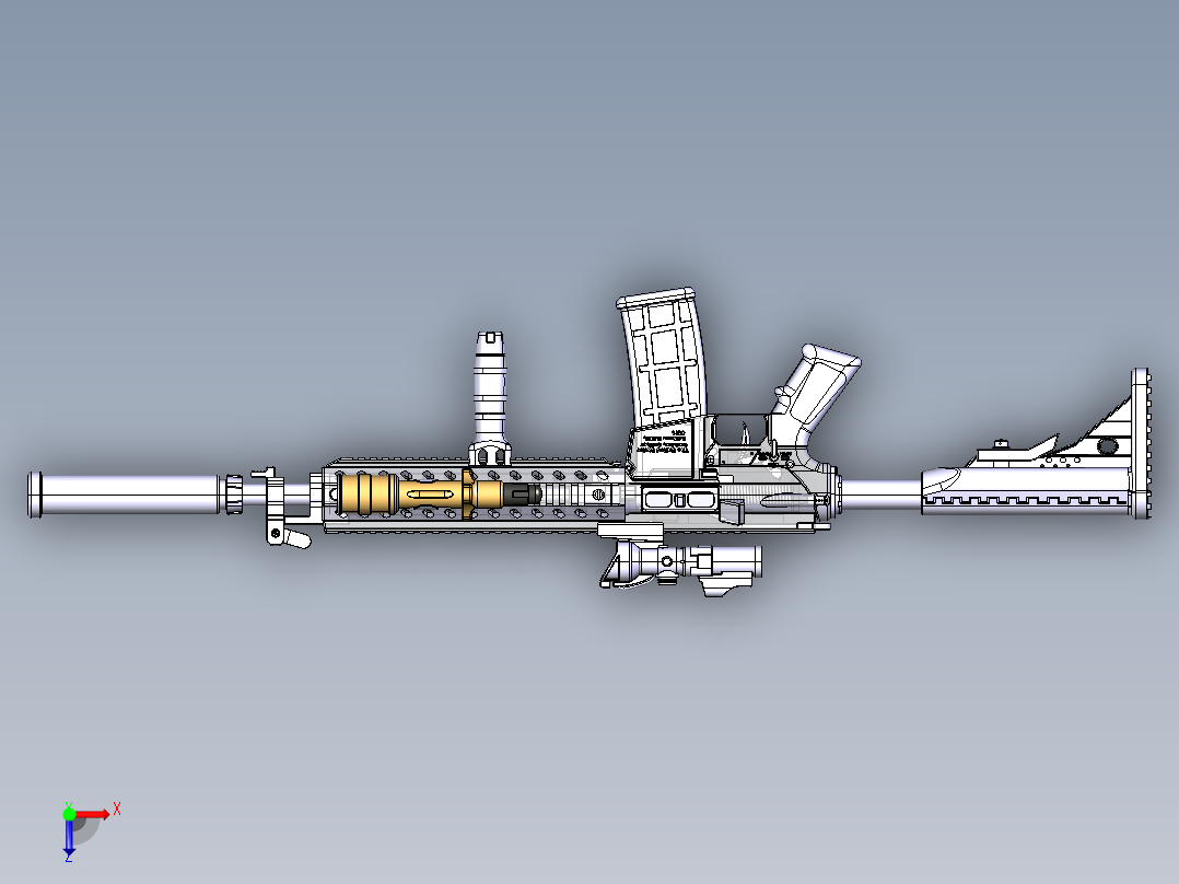 CM901步枪外型建模俯视图