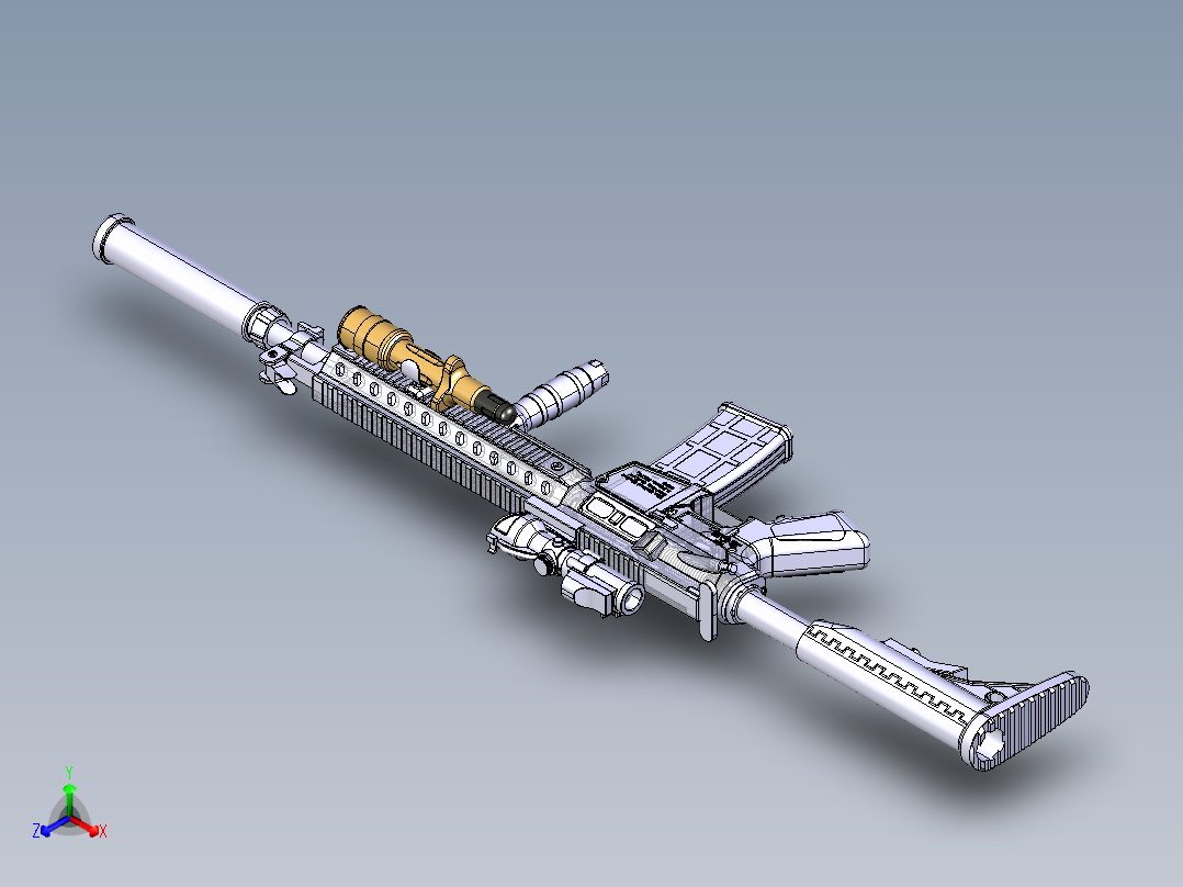 CM901步枪外型建模正等轴测图