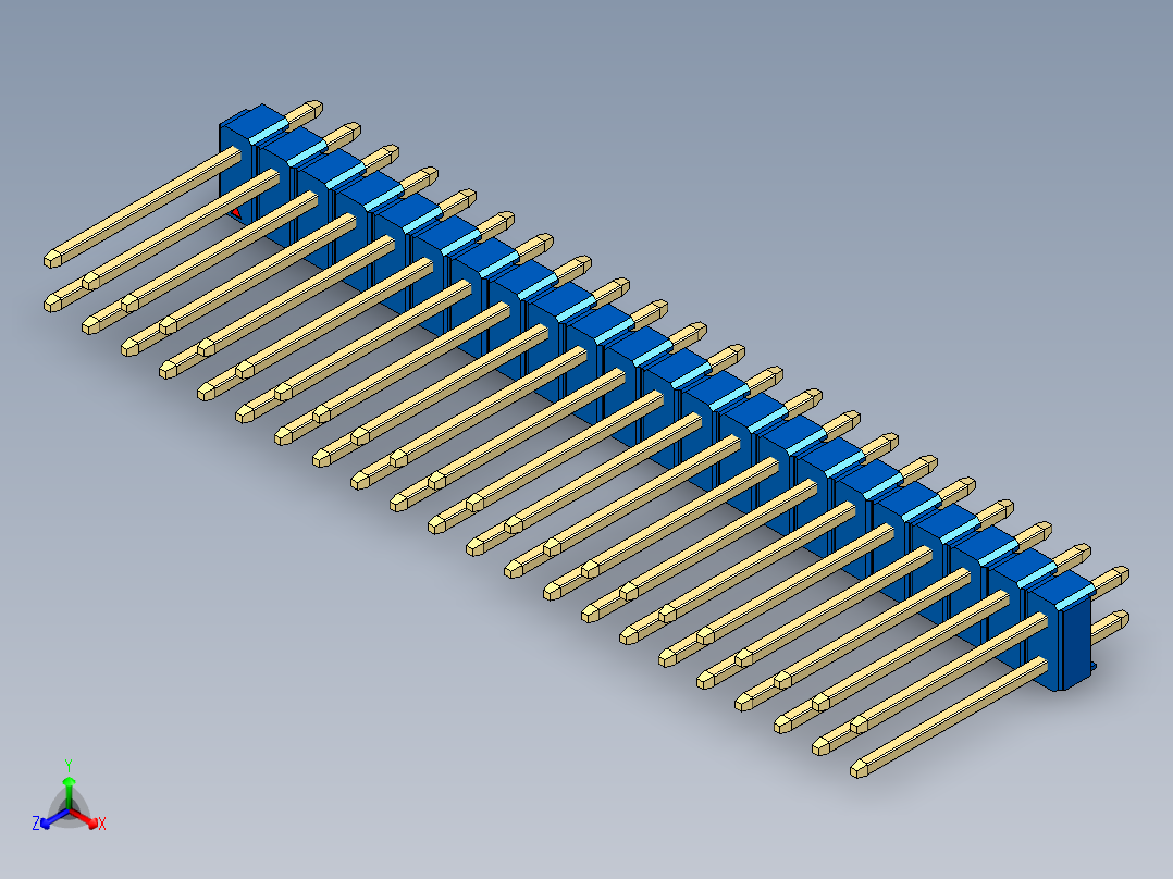 彩色公头100mil（2.54mm）系列-DS1021_blue_2x22p_100mil_Type5_rev1.0主视图