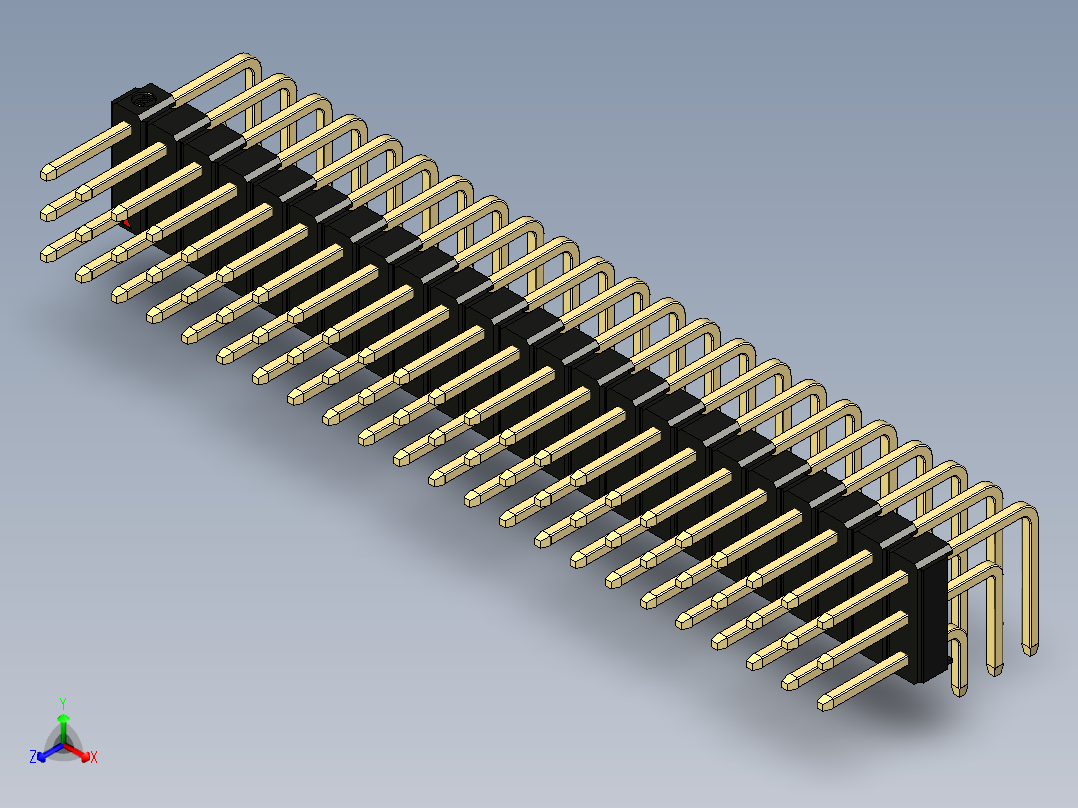彩色公排针 100mil 2.54mm 系列-DS1022_black_3x23p_100mil_TypeD_rev1.0主视图