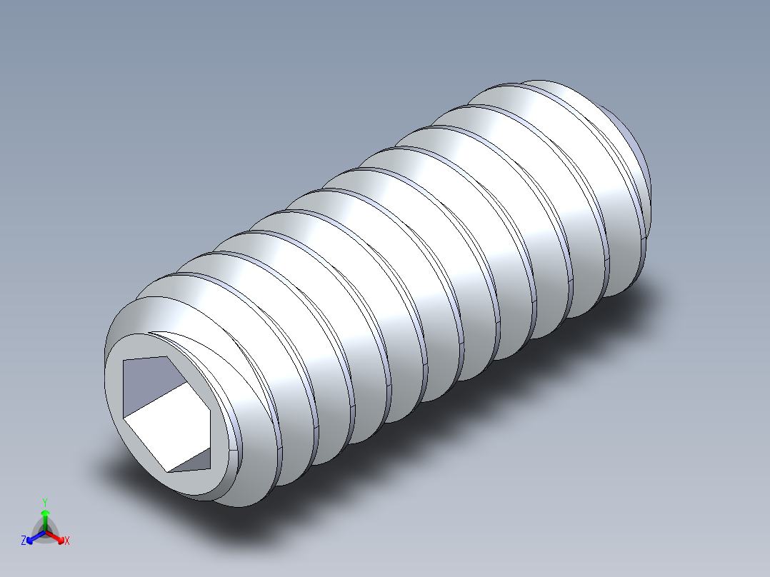 UNC 平头紧定螺钉-UNC SET SCREW 3-48 x 0.250.STEP正等轴测图