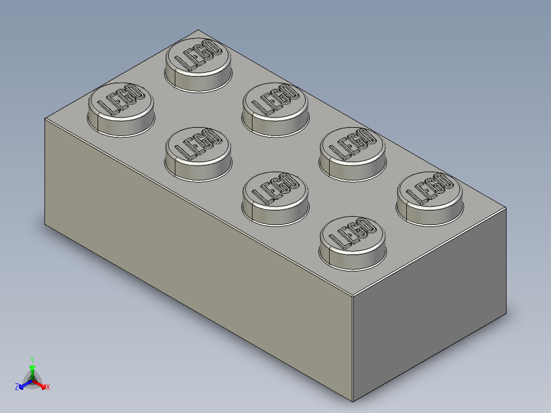 乐高套装 4421基本积木-4211385 - 3001 Medium Stone Grey Brick 2 x 4.STEP正等轴测图