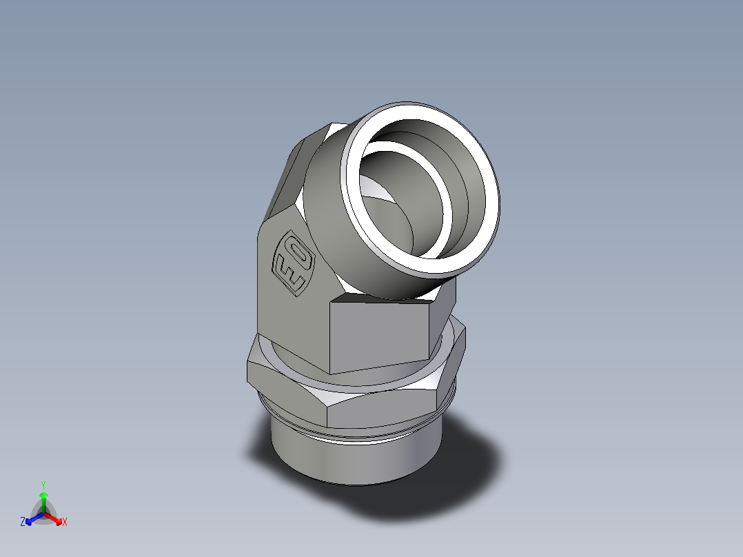 卡套式工业通用硬管接头EO_Adjustable_locknut_45_deg_elbow_VEE38SMOROMDCF主视图
