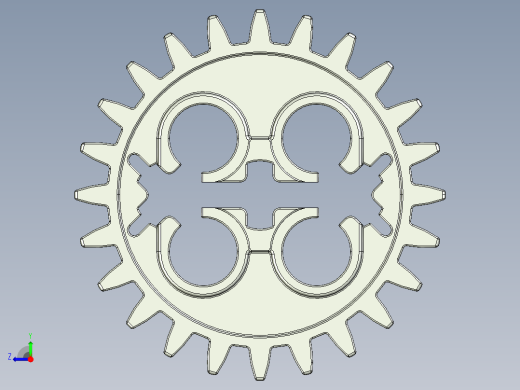 x187 OldGray Technic Gear 24 Tooth with Three Axleholes.STEP右视缩略图