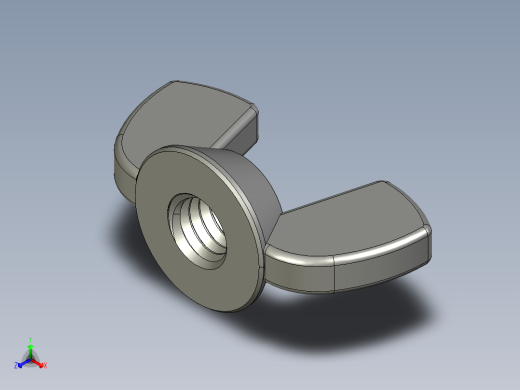 蝶形螺母-WING NUT M6 x 1mm Thread.STEP正等轴测缩略图