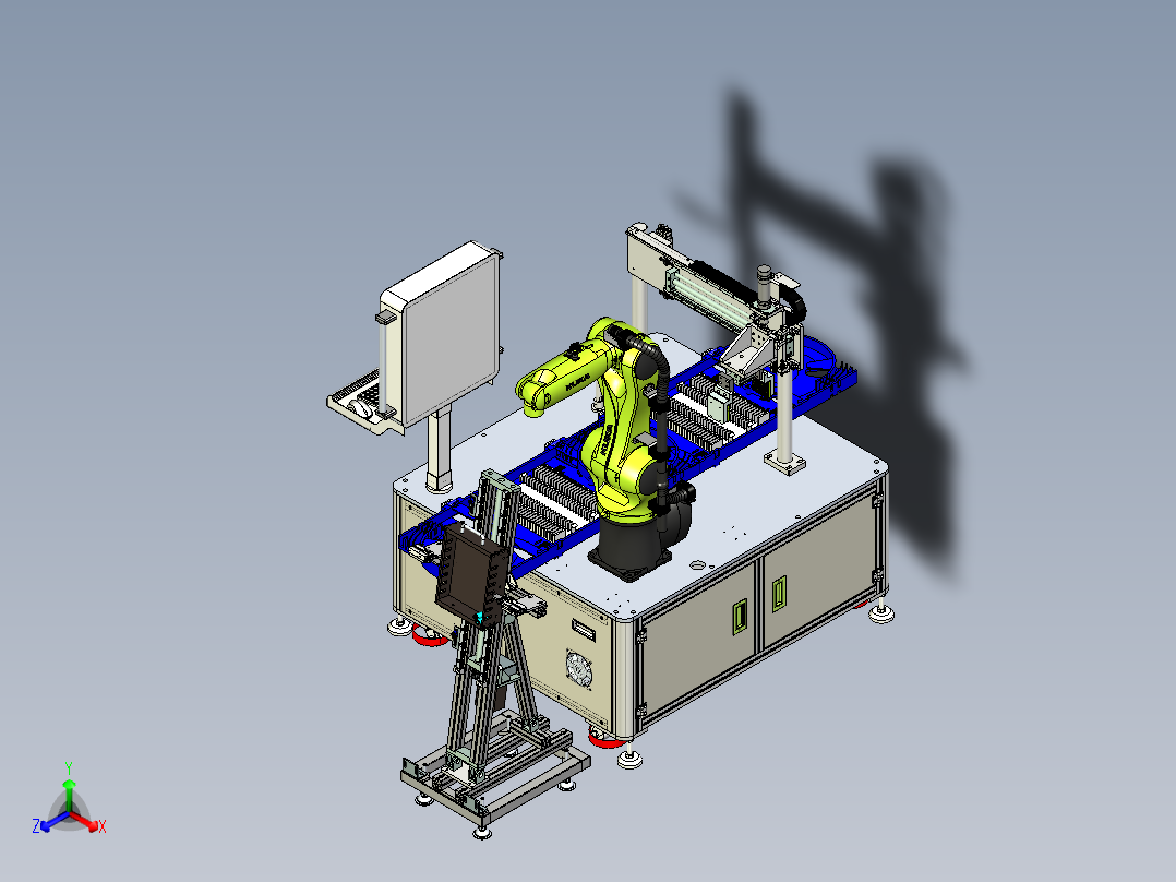 大型工控机主板电容自动化装配设计正等轴测图