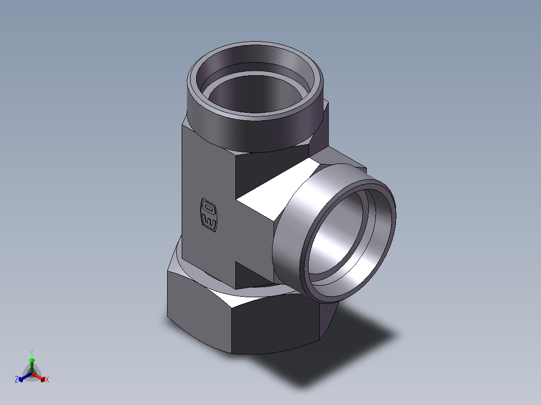 CC+CD 三通组合接头、CC-52正等轴测图