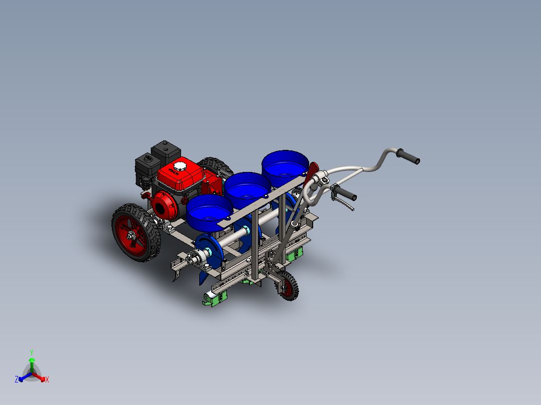 农业机械、播种机(53)正等轴测图