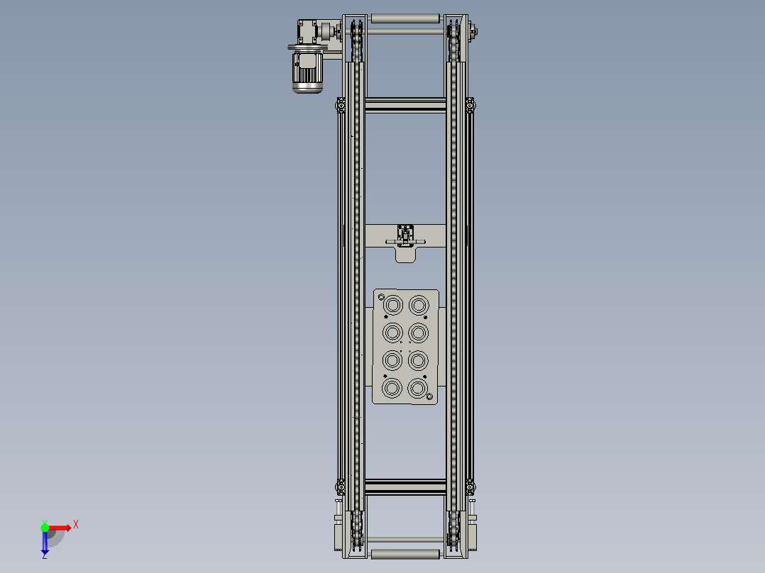 双重倍速链传输装置俯视图