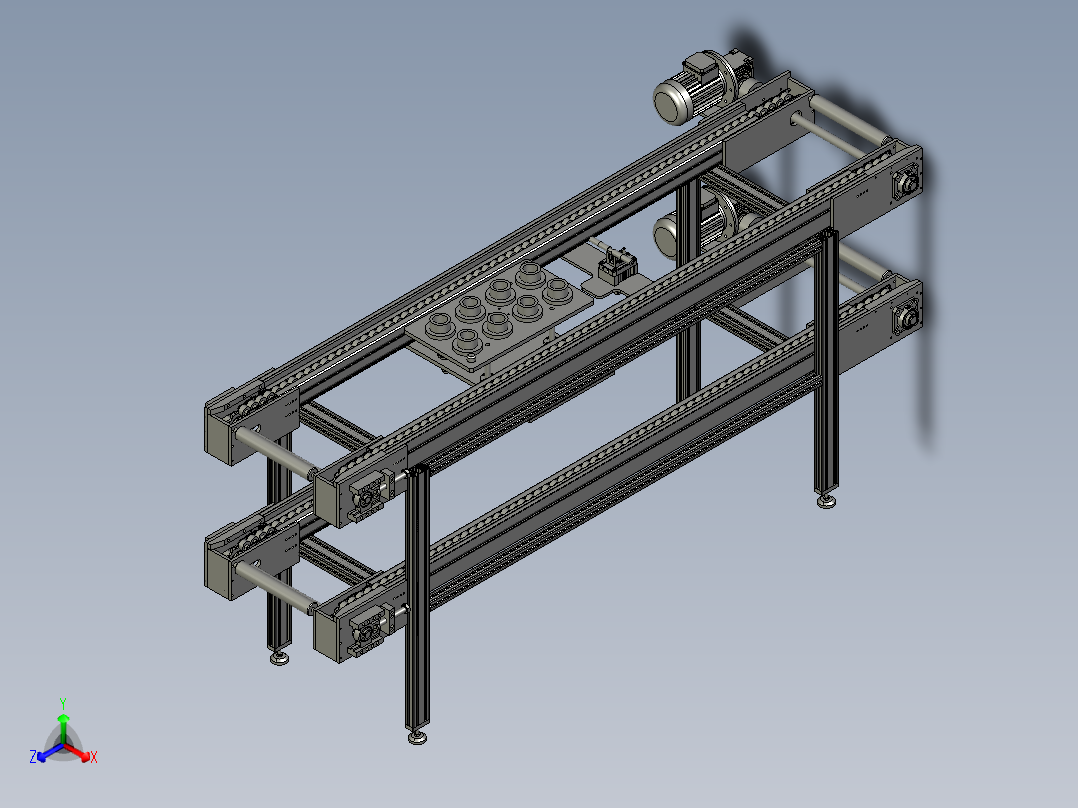 双重倍速链传输装置正等轴测图