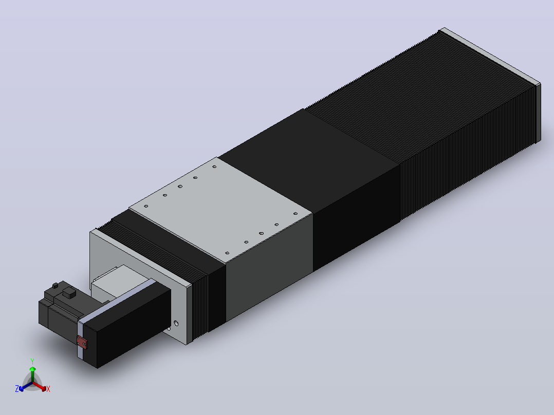 直线模组DMBF220-LBCR（电机左后折）[DMBF220-L45S500-DT750-A2U-LBCR]正等轴测图