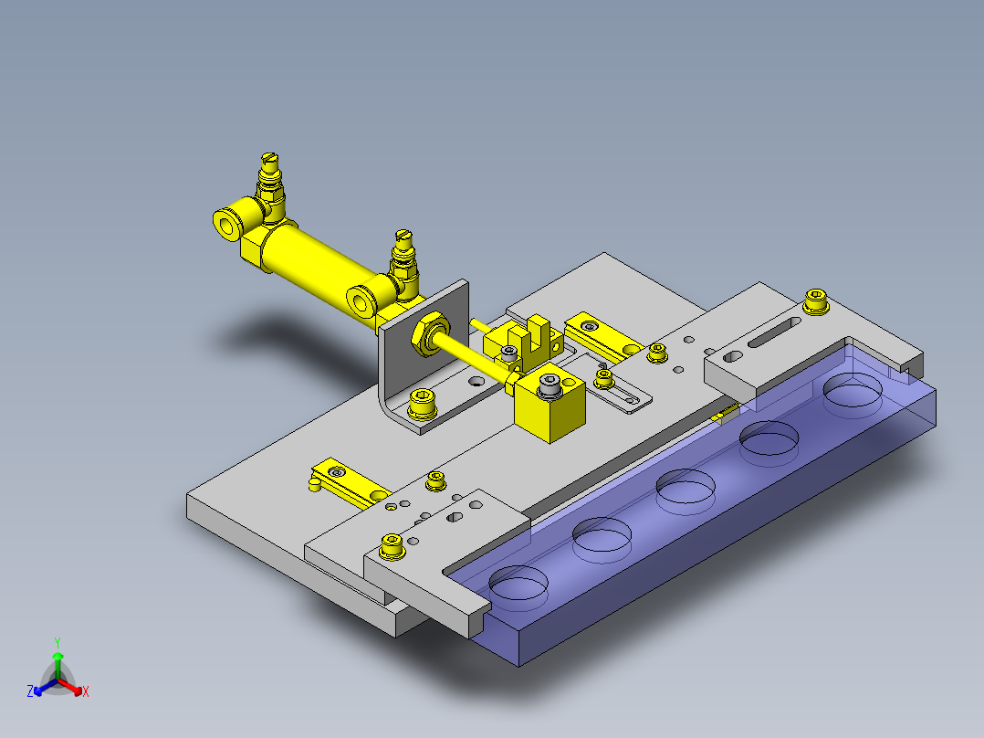 防止工件浮起与定位夹具正等轴测图