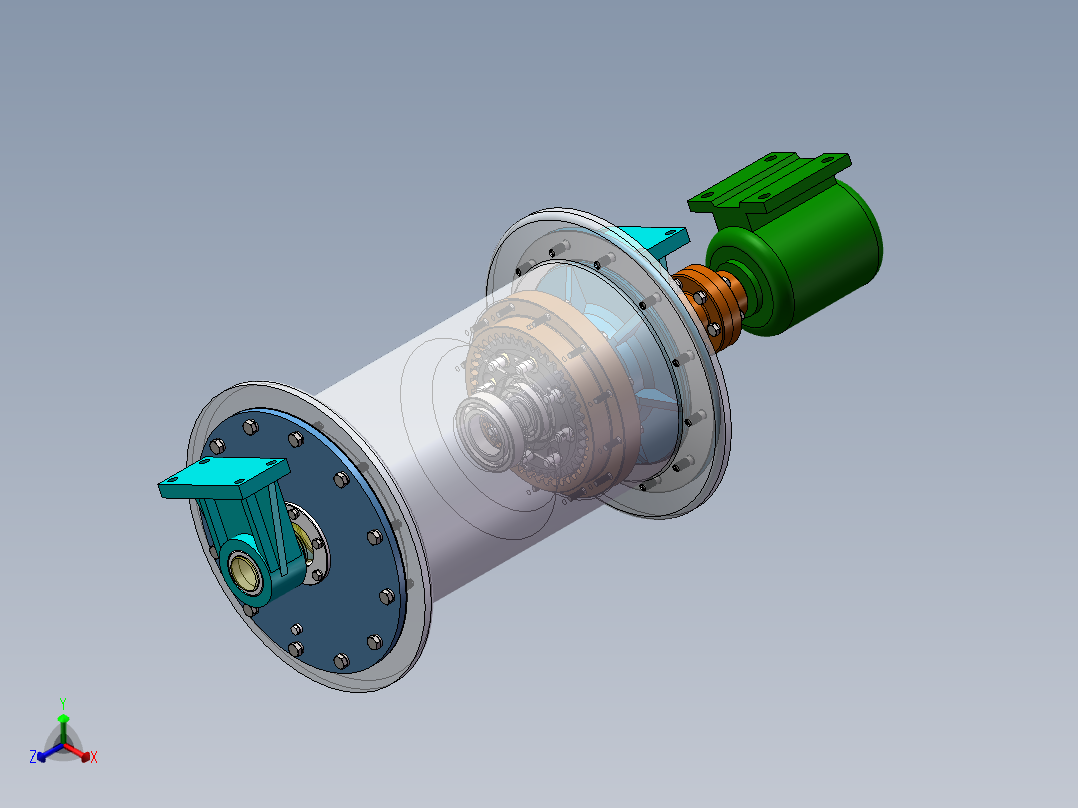二齿差行星齿轮滚筒减速器设计(150)正等轴测图