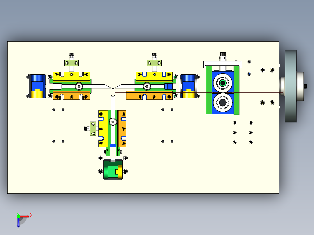 自动弹簧机俯视图
