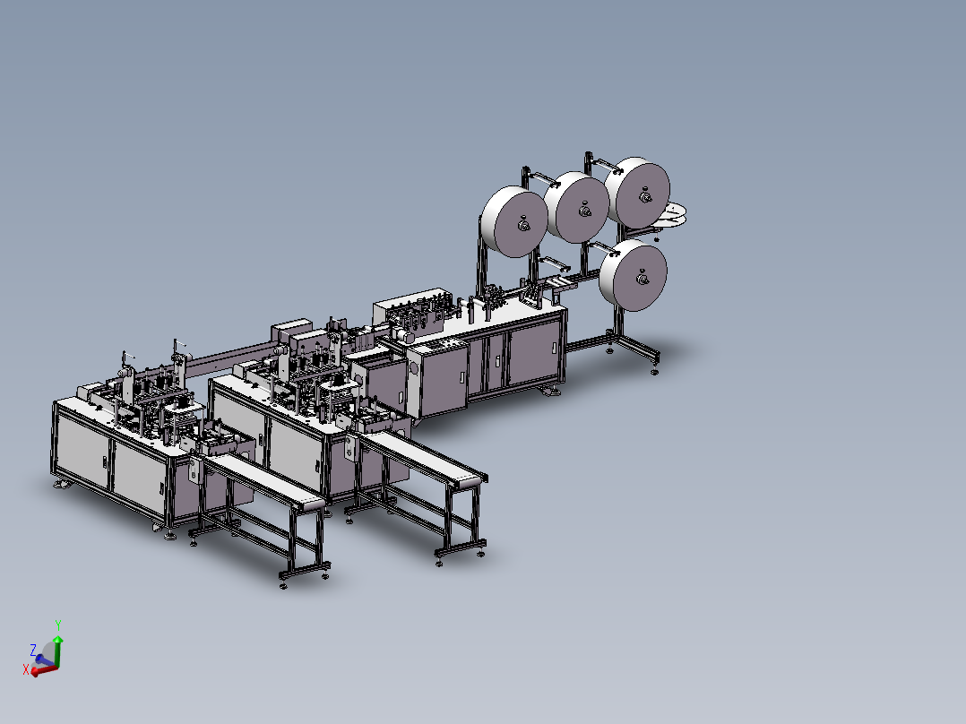 口罩机图纸 一拖二口罩机3D方案图纸