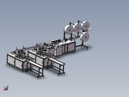 口罩机图纸 一拖二口罩机3D方案图纸