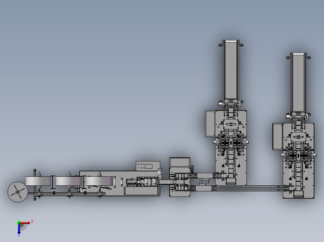 口罩机图纸 一拖二口罩机3D方案图纸俯视图
