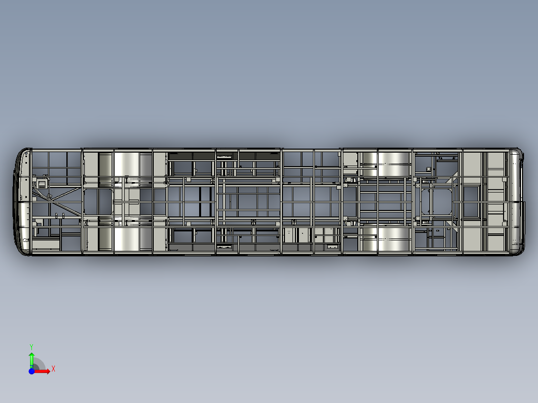 R9800东风插电式混合动力客车白车身模型前视图