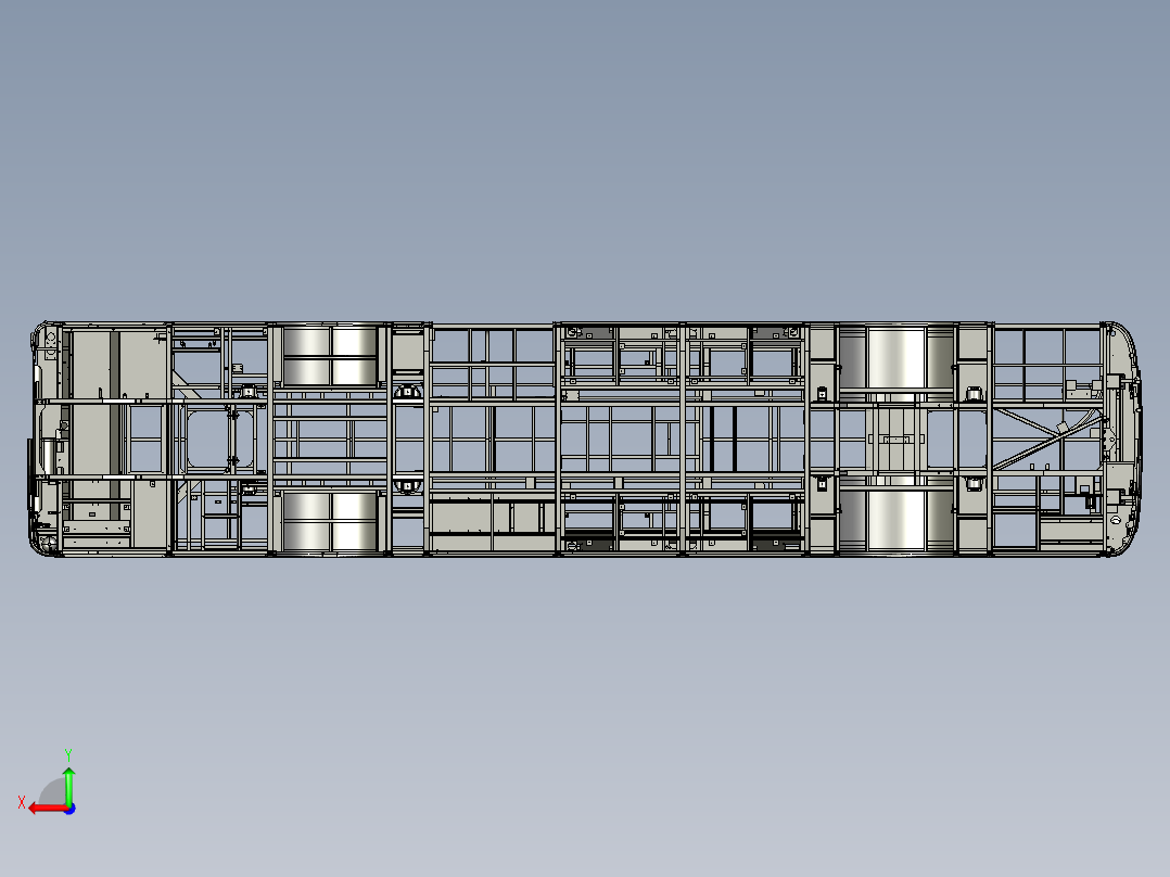 R9800东风插电式混合动力客车白车身模型后视图