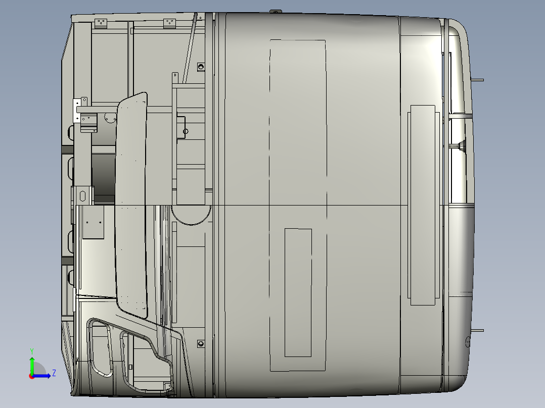 R9800东风插电式混合动力客车白车身模型左视图