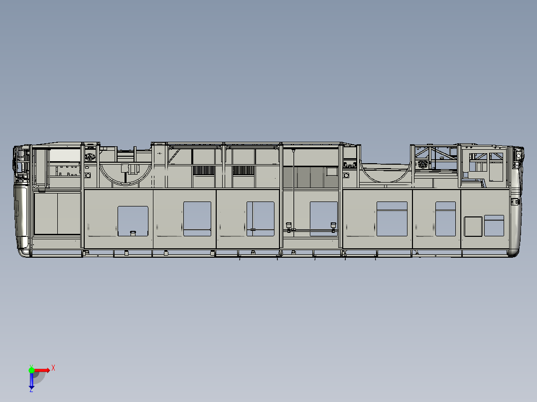 R9800东风插电式混合动力客车白车身模型俯视图
