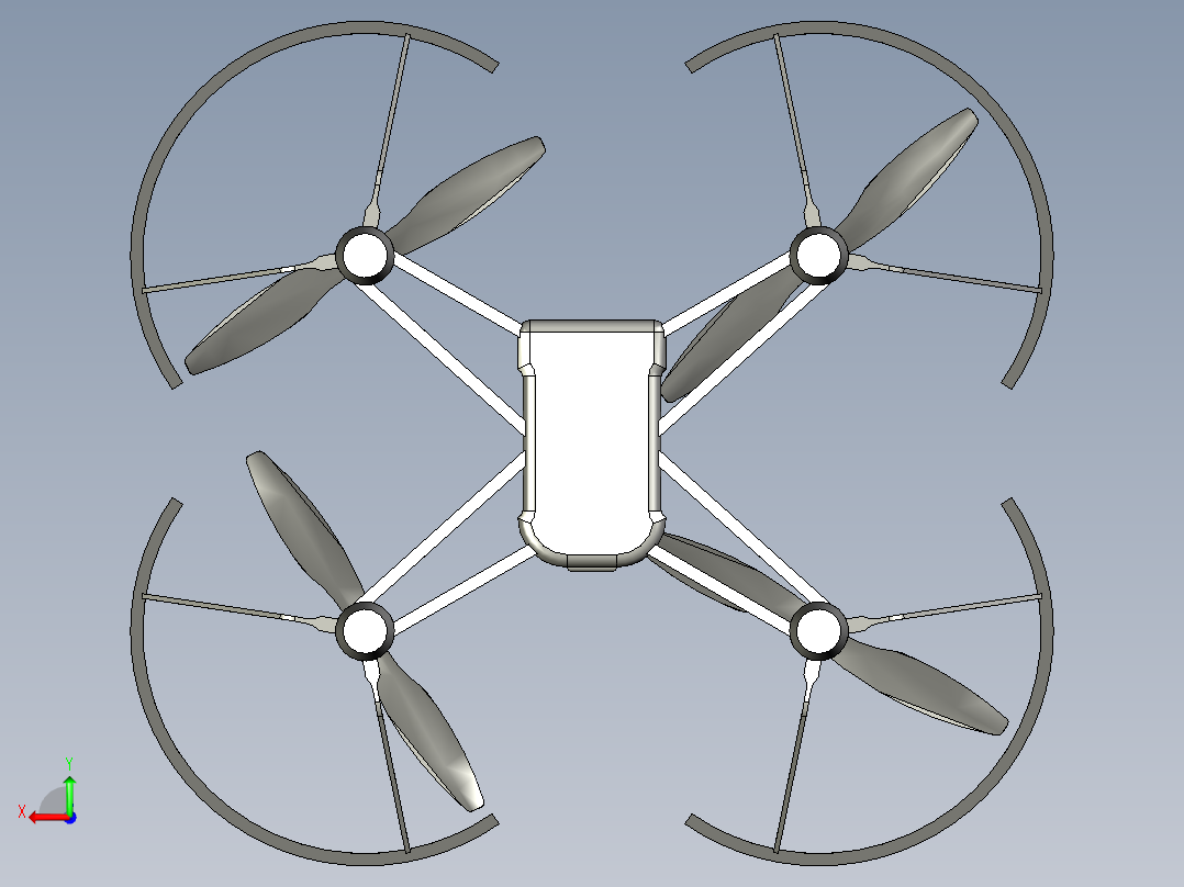 B34-四轴飞行无人机简易原型造型后视图