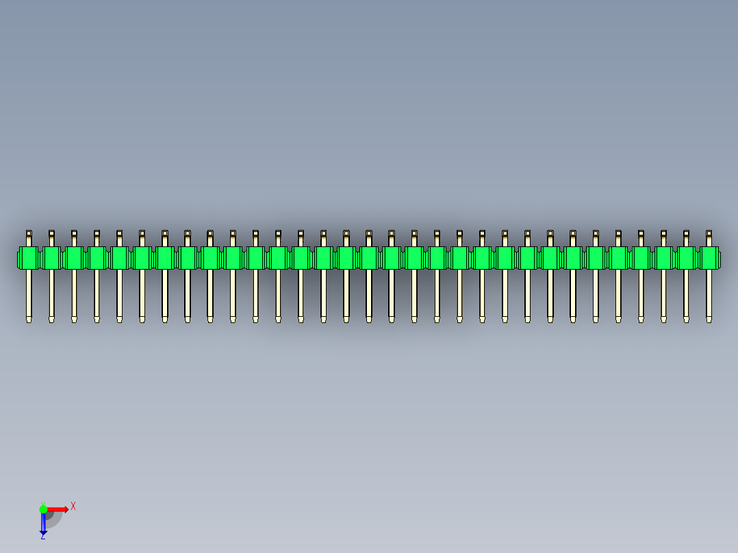 彩色公排针 100mil 2.54mm 系列-DS1022_green_62p_100mil_TypeSMT_rev1.0俯视图