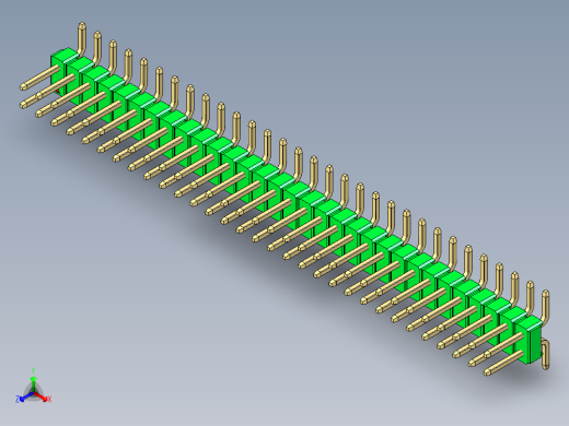 彩色公排针 100mil 2.54mm 系列-DS1022_green_62p_100mil_TypeSMT_rev1.0正等轴测缩略图