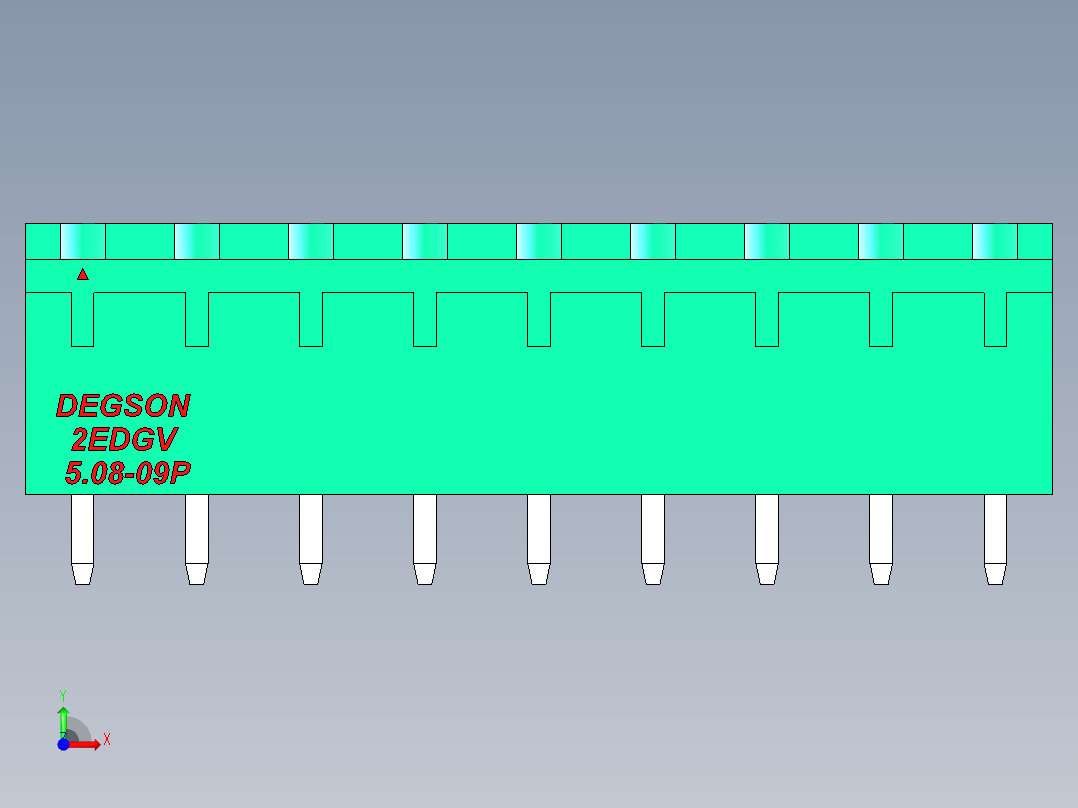 DEGSON 2EDG 系列 5.08mm 可插拔接线端子组-2EDGV-5.08-09P-14-00AH前视图