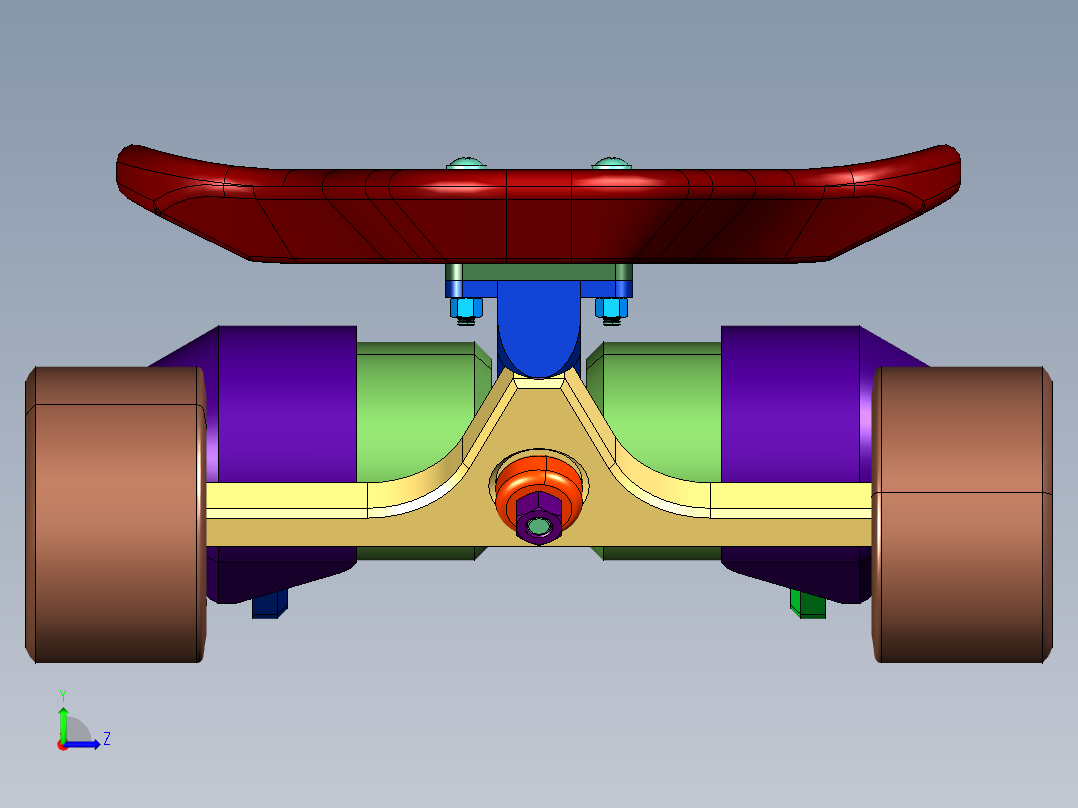 一体式四轮代步电动滑板车左视图