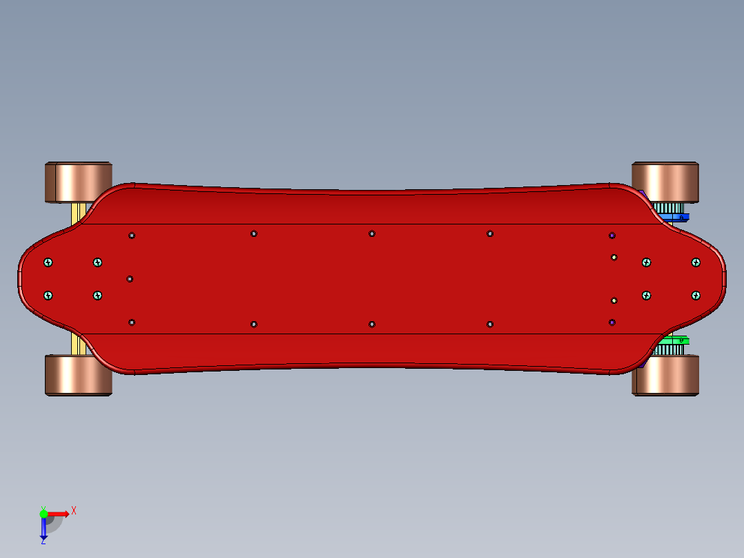 一体式四轮代步电动滑板车俯视图