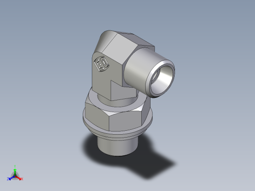卡套式工业通用硬管接头EO_Adjustable_Locknut_elbow_WEE06LLROMDCF正等轴测缩略图