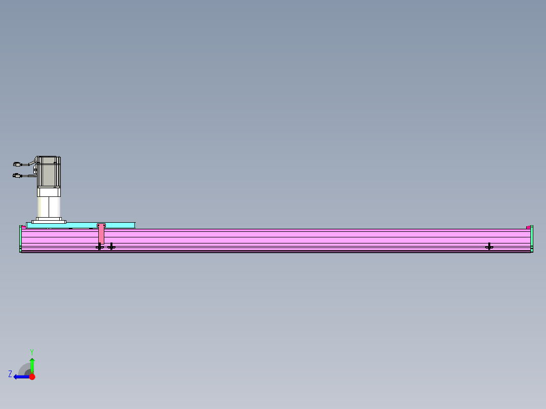 东锦齿条传动DH210G-L167-S1350-BU-减速机+P750W右视图
