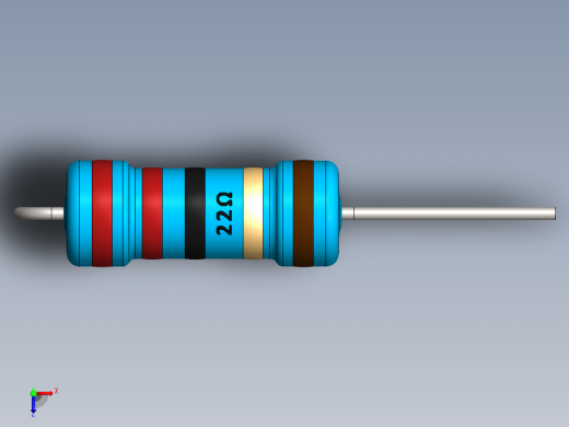 电容器 二极管 电阻器-Resistor Vertical 22 Ohm 1W俯视缩略图