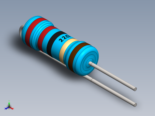 电容器 二极管 电阻器-Resistor Vertical 22 Ohm 1W正等轴测缩略图