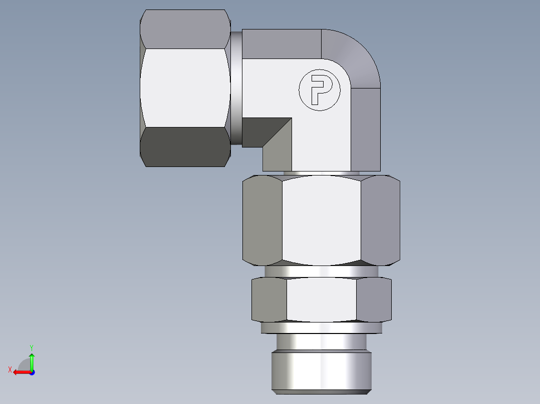 卡套式工业通用硬管接头EO_Assembled_adjustable_standpipe_elbow_EVW20SR71后视图