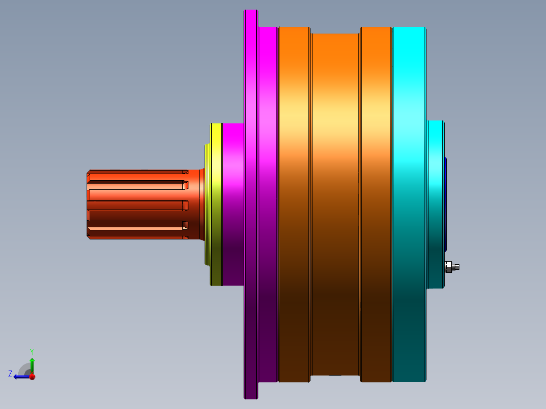 内曲线径向柱塞式液压马达模型916531右视图