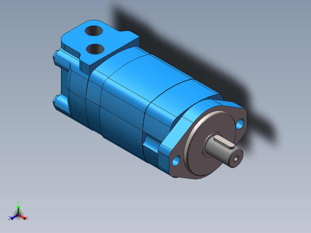 伊顿2K-305摆线液压马达平键标准轴正等轴测图
