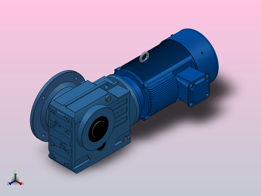KAF87轴输入的螺旋锥齿轮减速机KAF87-YV7.5-4P-56.64-M1-0°-A正等轴测图