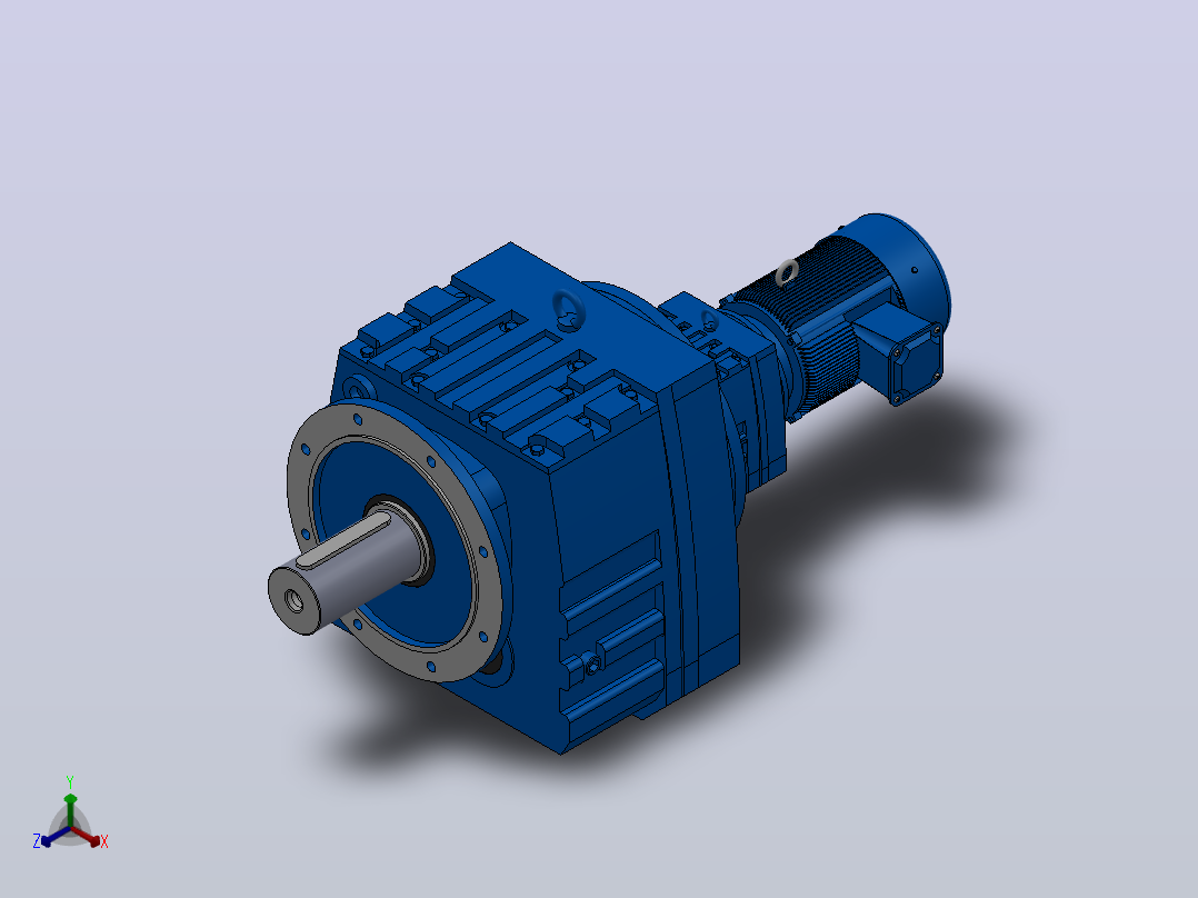 RF147R77法兰轴伸式组合型斜齿轮减速机RF147R77-Y2.2-4P-100-M1-0°-Φ550正等轴测图