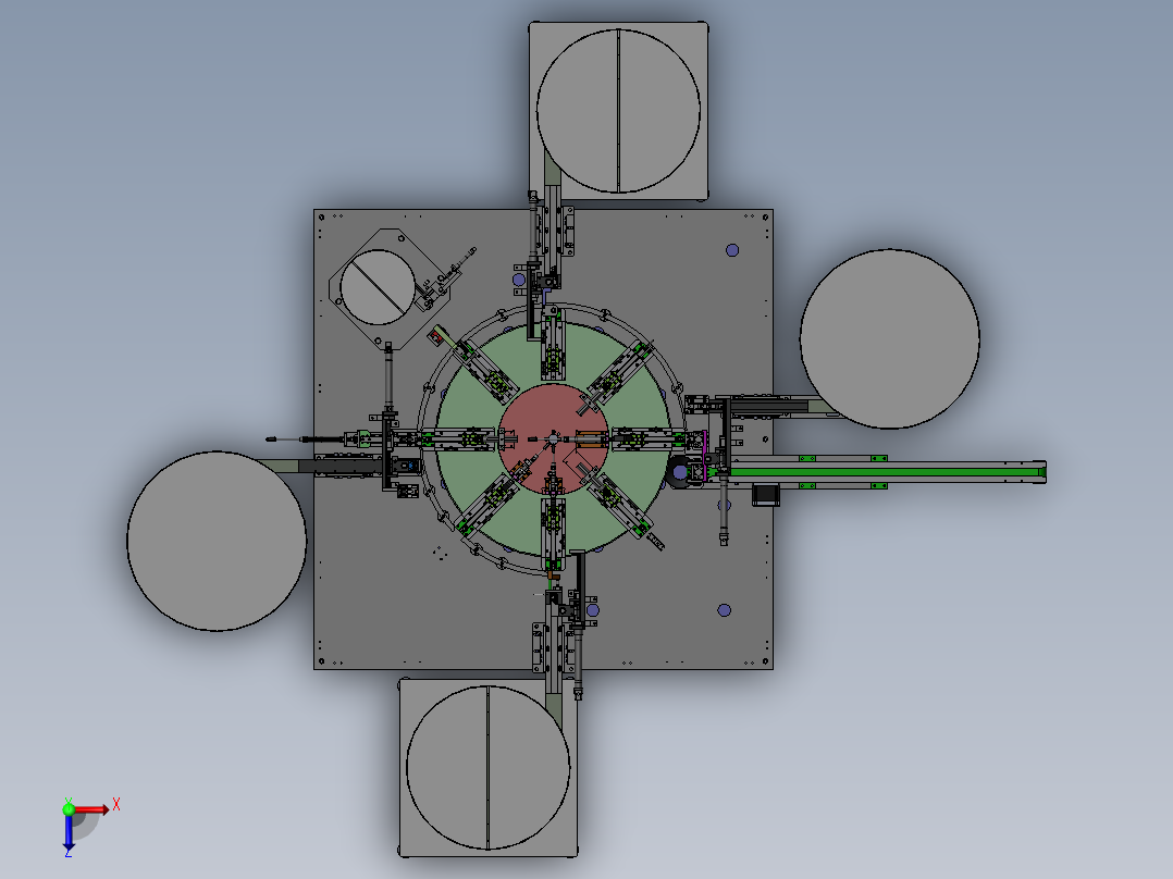锁闩尾套自动装配机俯视图