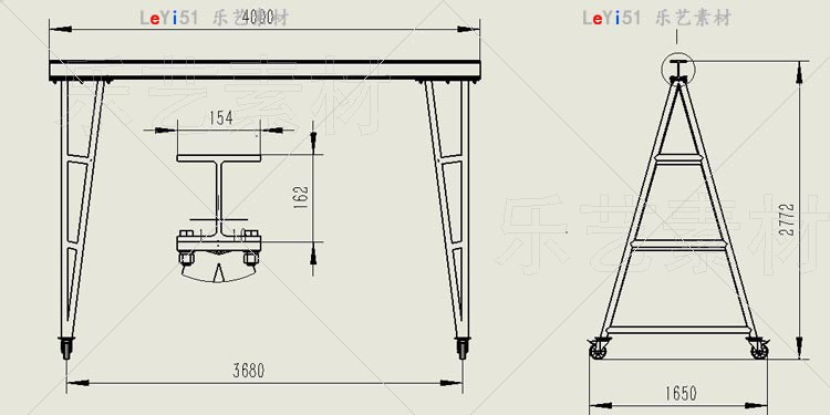 移动门吊门式起重机小型桁架三维机械设计模型图纸