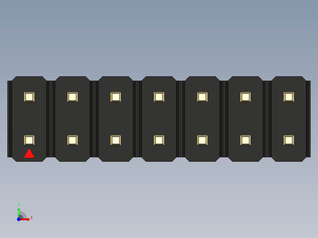 彩色公头100mil（2.54mm）系列-DS1021_black_2x07p_100mil_Type19_rev1.0前视图