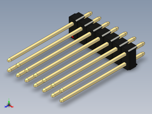 彩色公头100mil（2.54mm）系列-DS1021_black_2x07p_100mil_Type19_rev1.0正等轴测缩略图