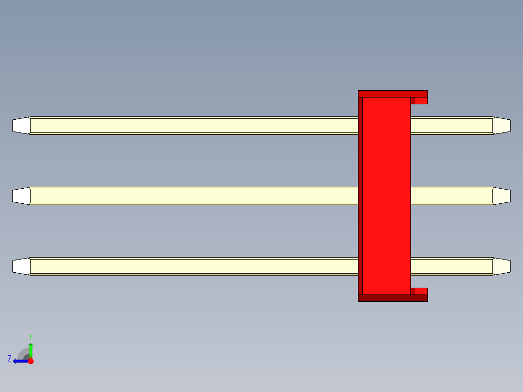 彩色公头100mil（2.54mm）系列-DS1021_red_3x15p_100mil_Type5_rev1.0右视图
