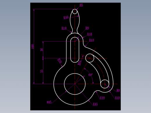 CAD格式机械制图二维100例练习-32 齿轮架轮廓