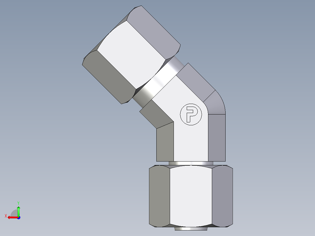 卡套式工业通用硬管接头EO_Swivel_nut_45_deg_elbow_EV08L71后视图