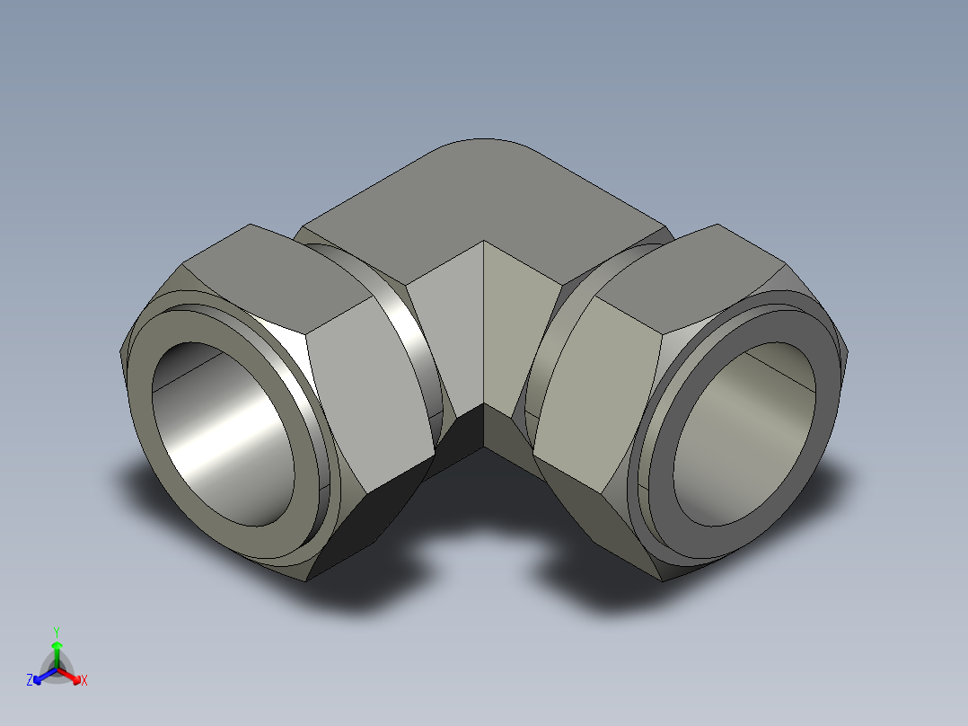 卡套式工业通用硬管接头24_ebu-s正等轴测图
