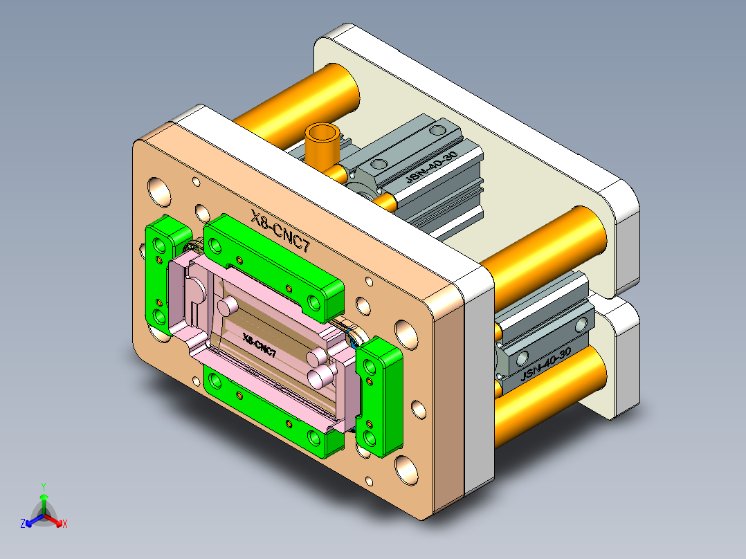 X8-CNC7笔记本CNC工装夹具三维模型正等轴测图