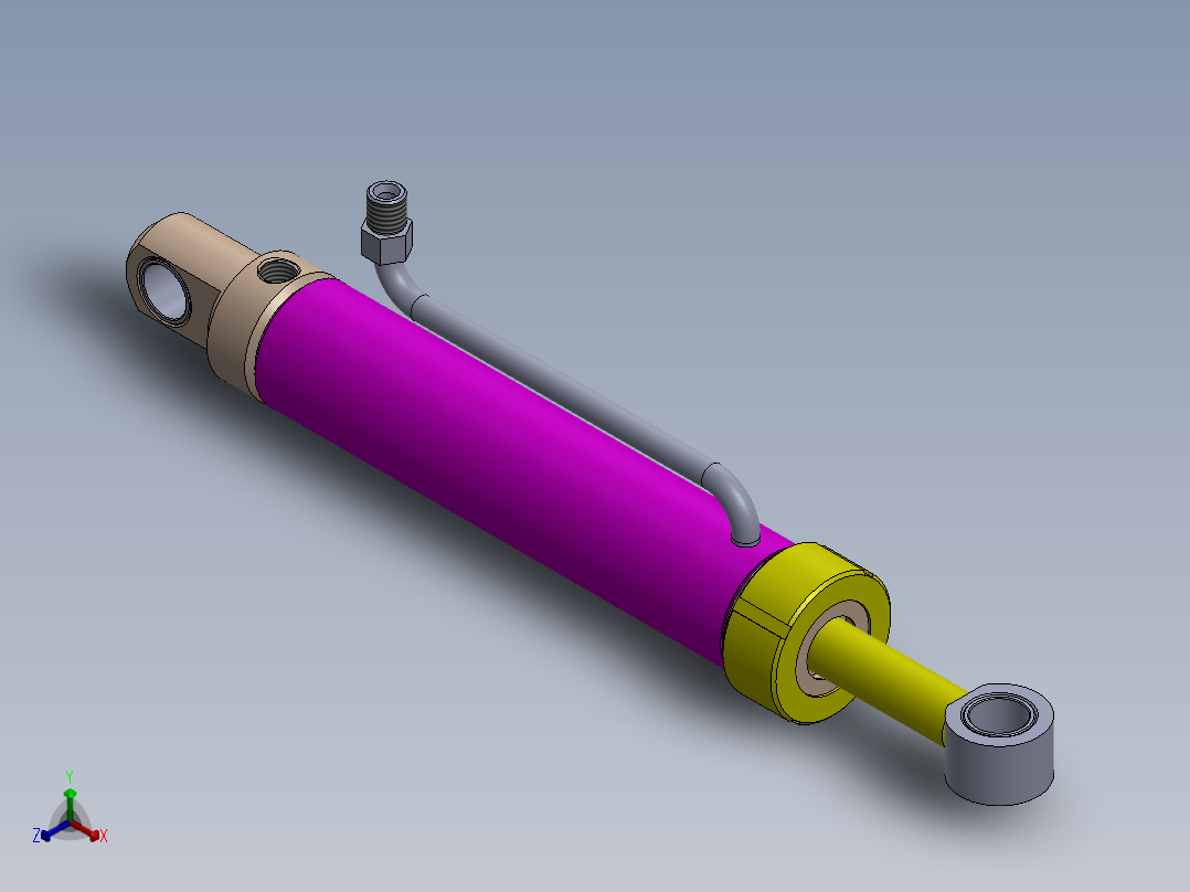 A0002483-焊接型液压缸 50x25x210 毫米正等轴测图